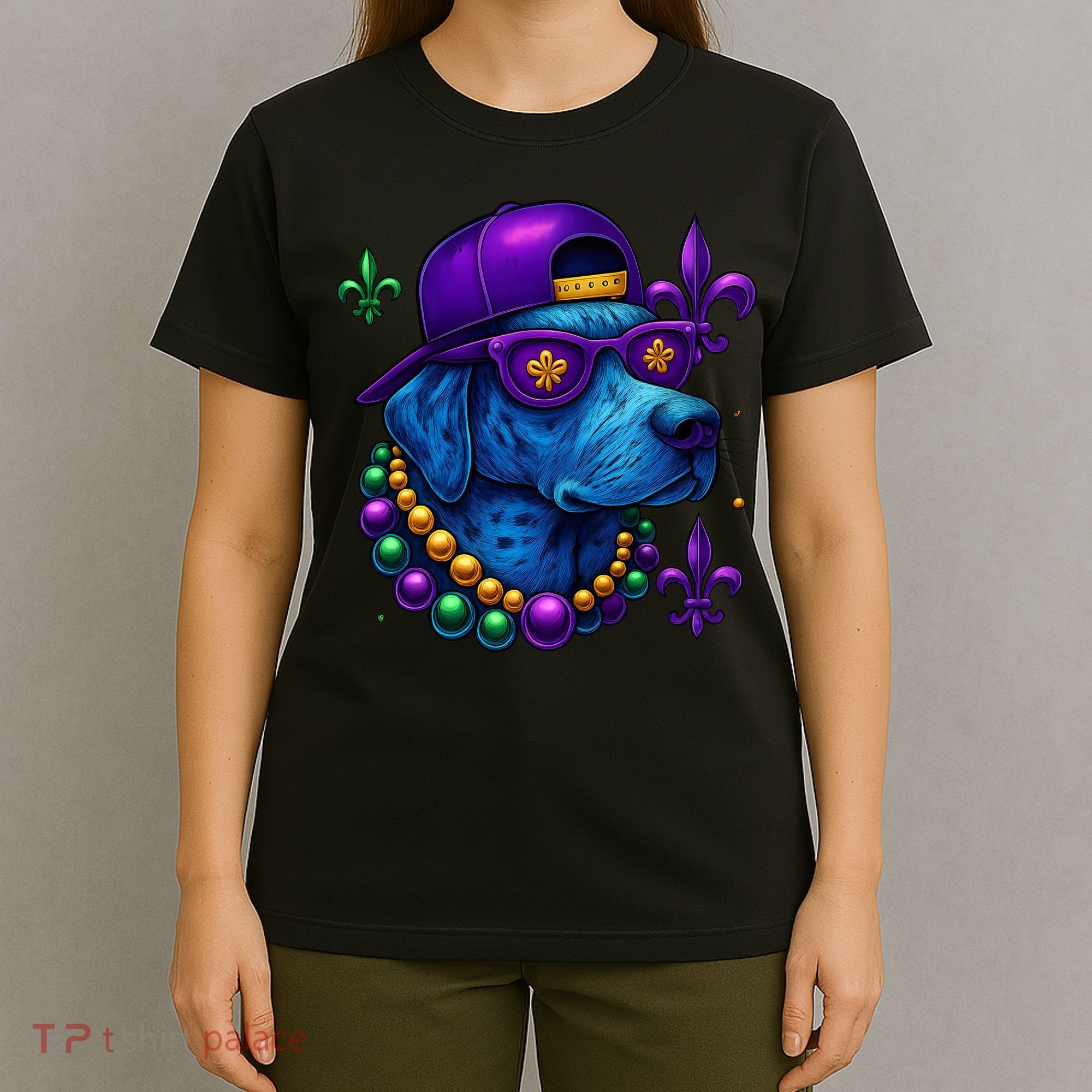 Cool Mardi Gras Purple Spade Dog T-Shirt