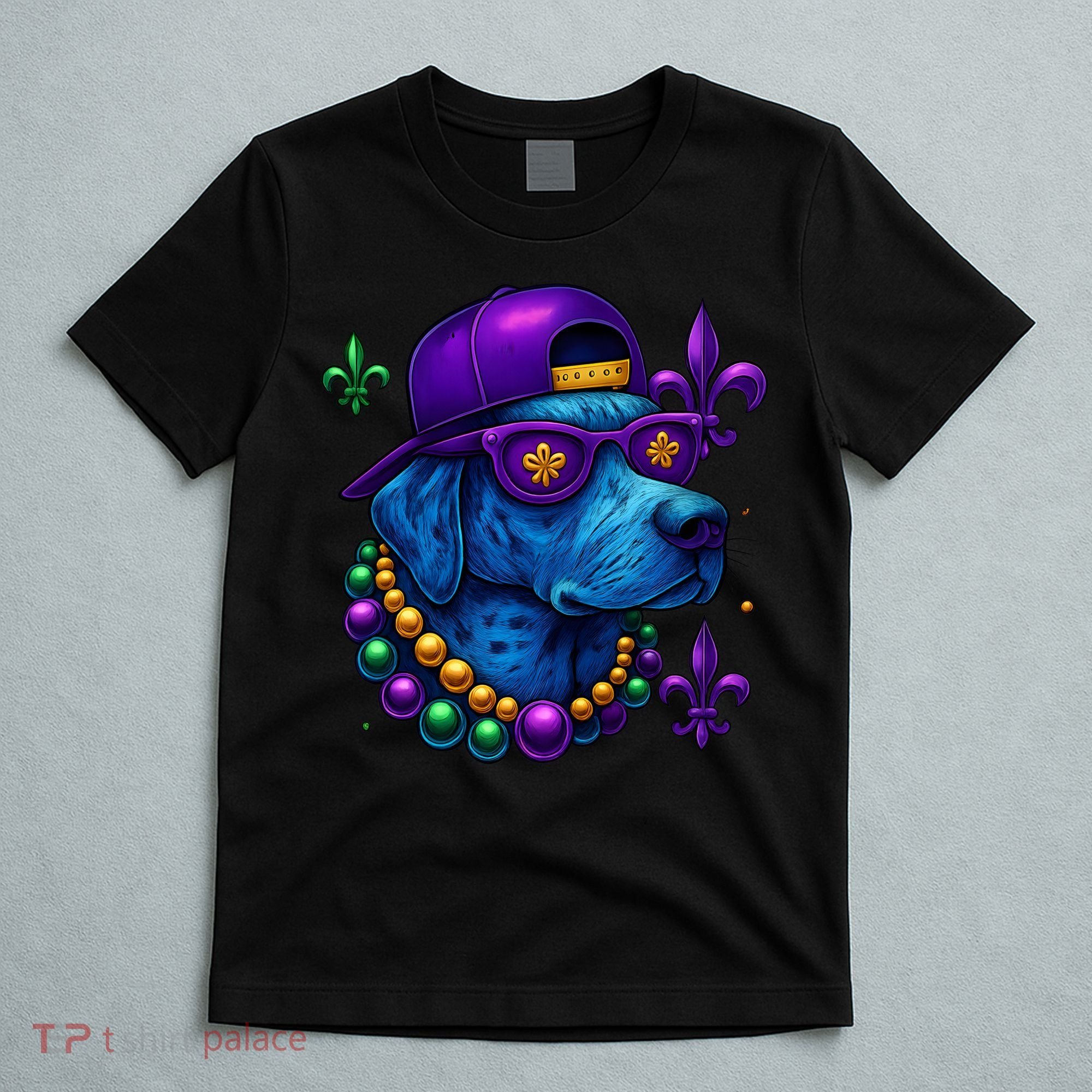 Cool Mardi Gras Purple Spade Dog T-Shirt
