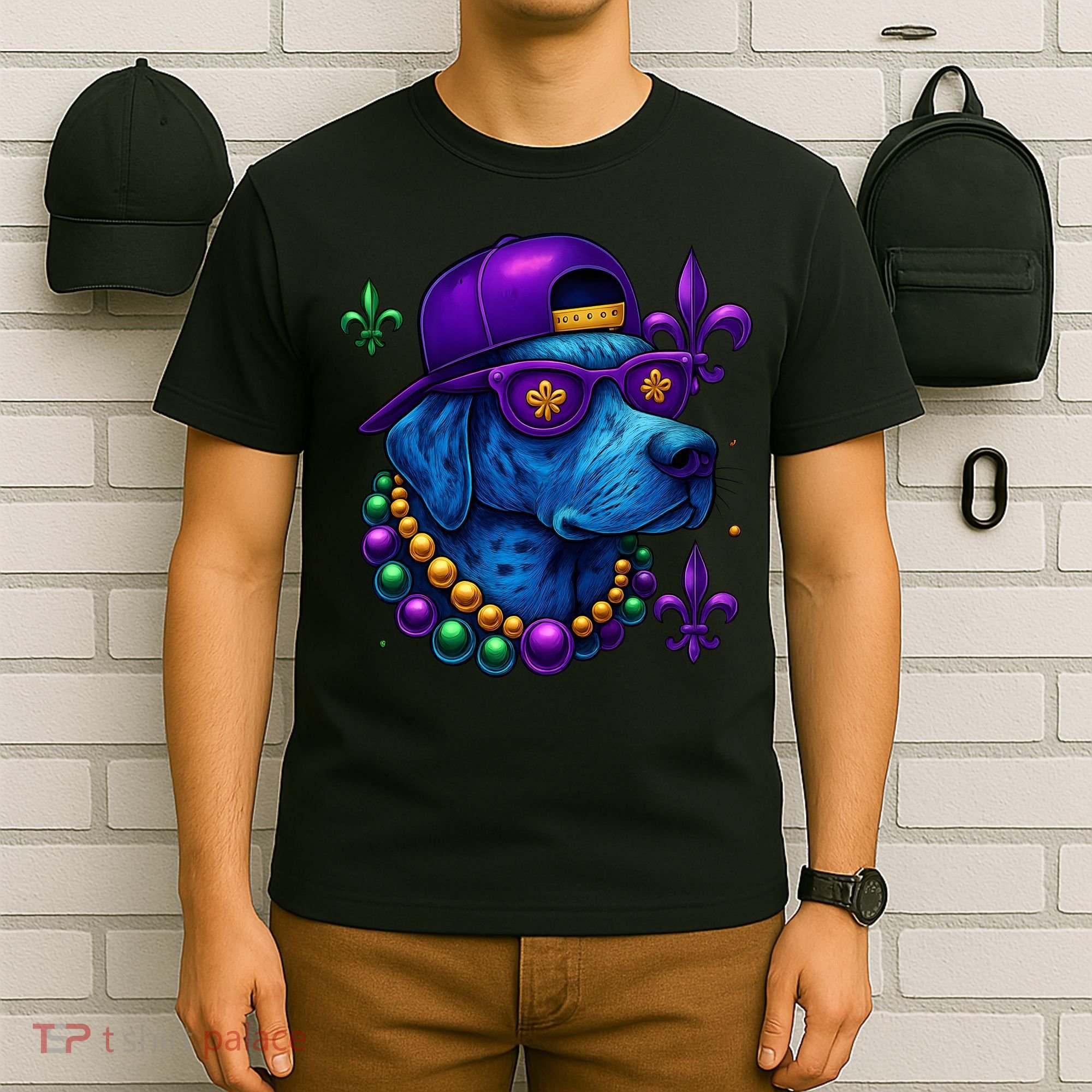 Cool Mardi Gras Purple Spade Dog T-Shirt