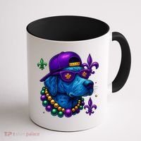 Cool Mardi Gras Purple Spade Dog Coffee Mug thumb 1
