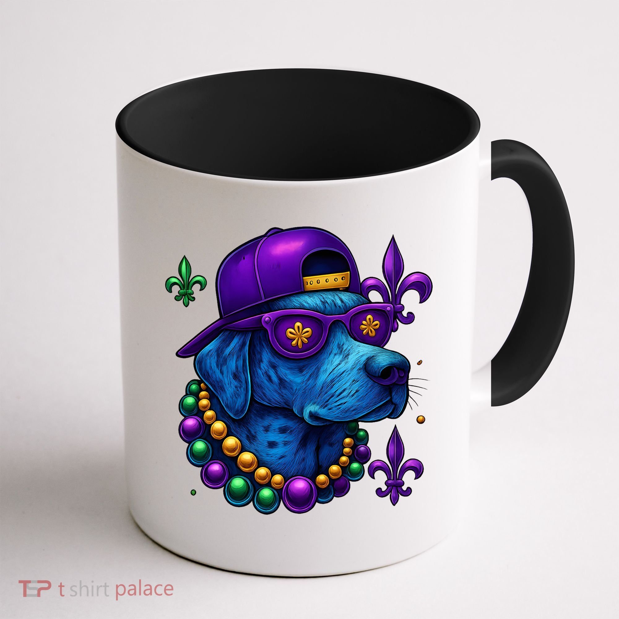 Cool Mardi Gras Purple Spade Dog Coffee Mug