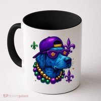 Cool Mardi Gras Purple Spade Dog Coffee Mug thumb 0