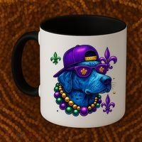 Cool Mardi Gras Purple Spade Dog Coffee Mug thumb 2
