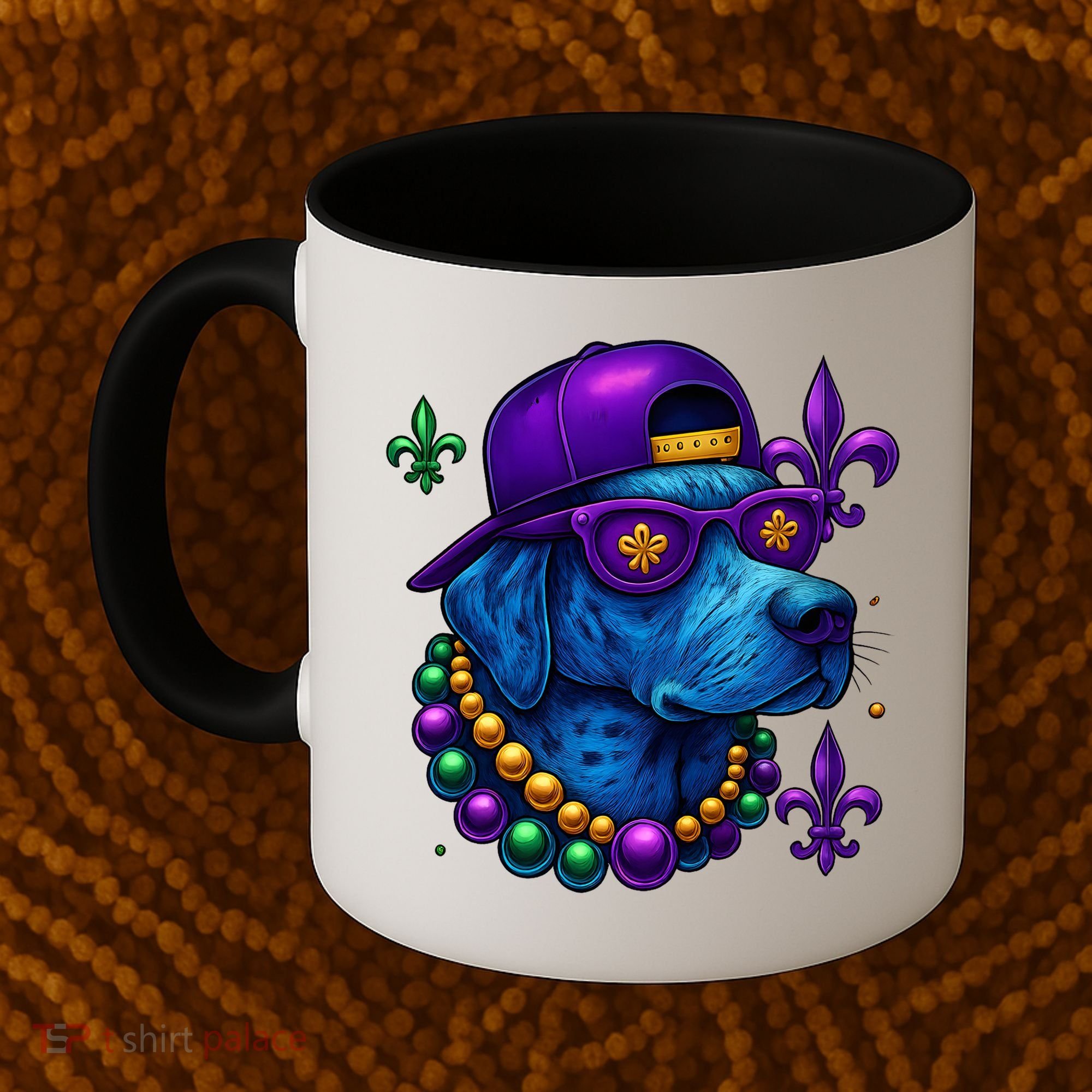 Cool Mardi Gras Purple Spade Dog Coffee Mug