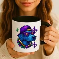 Cool Mardi Gras Purple Spade Dog Coffee Mug thumb 3