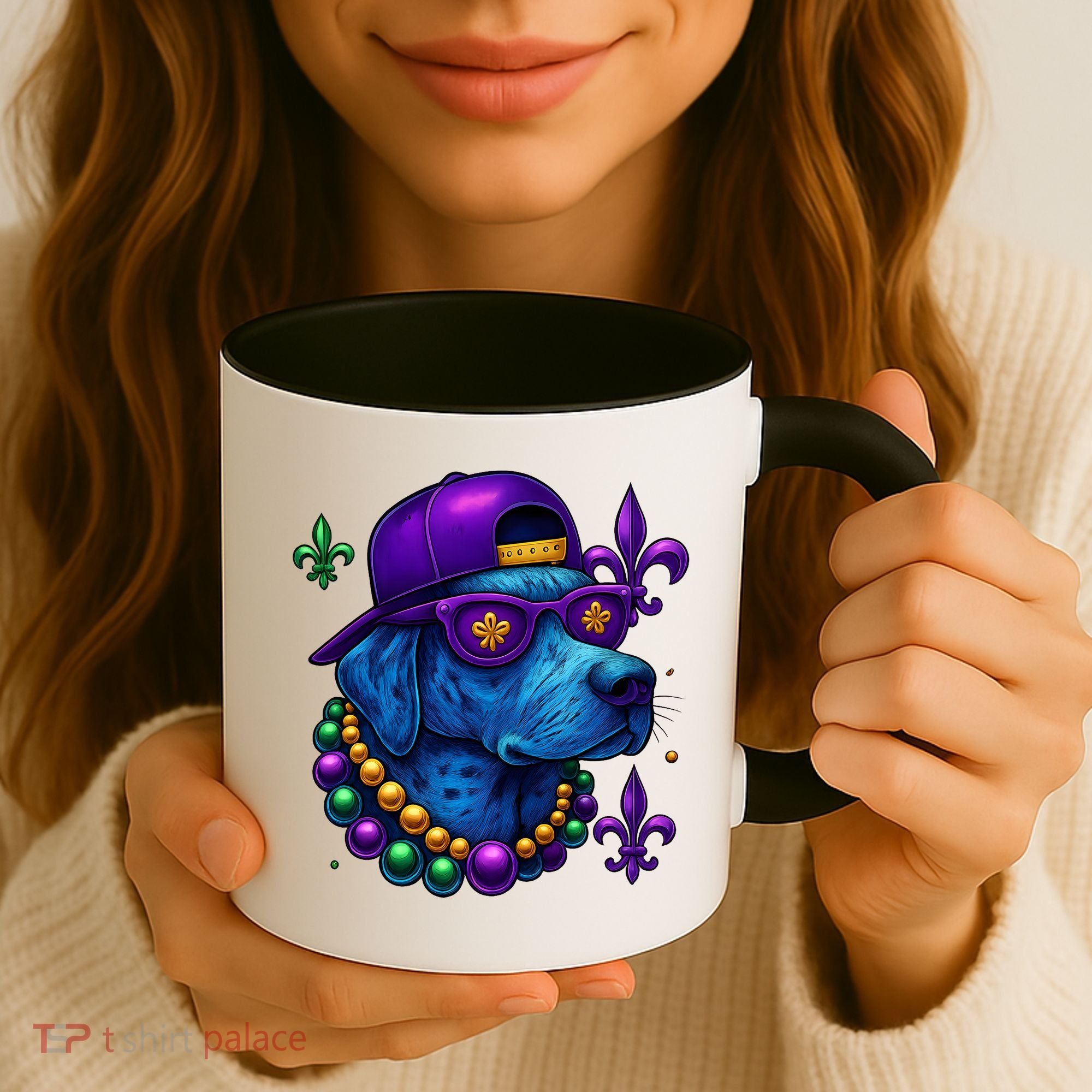 Cool Mardi Gras Purple Spade Dog Coffee Mug