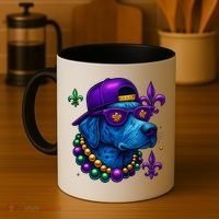 Cool Mardi Gras Purple Spade Dog Coffee Mug thumb 4