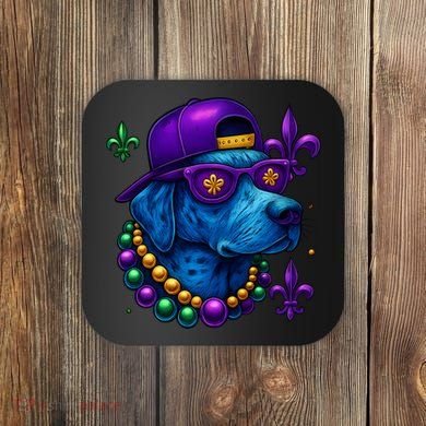 Cool Mardi Gras Purple Spade Dog Coaster