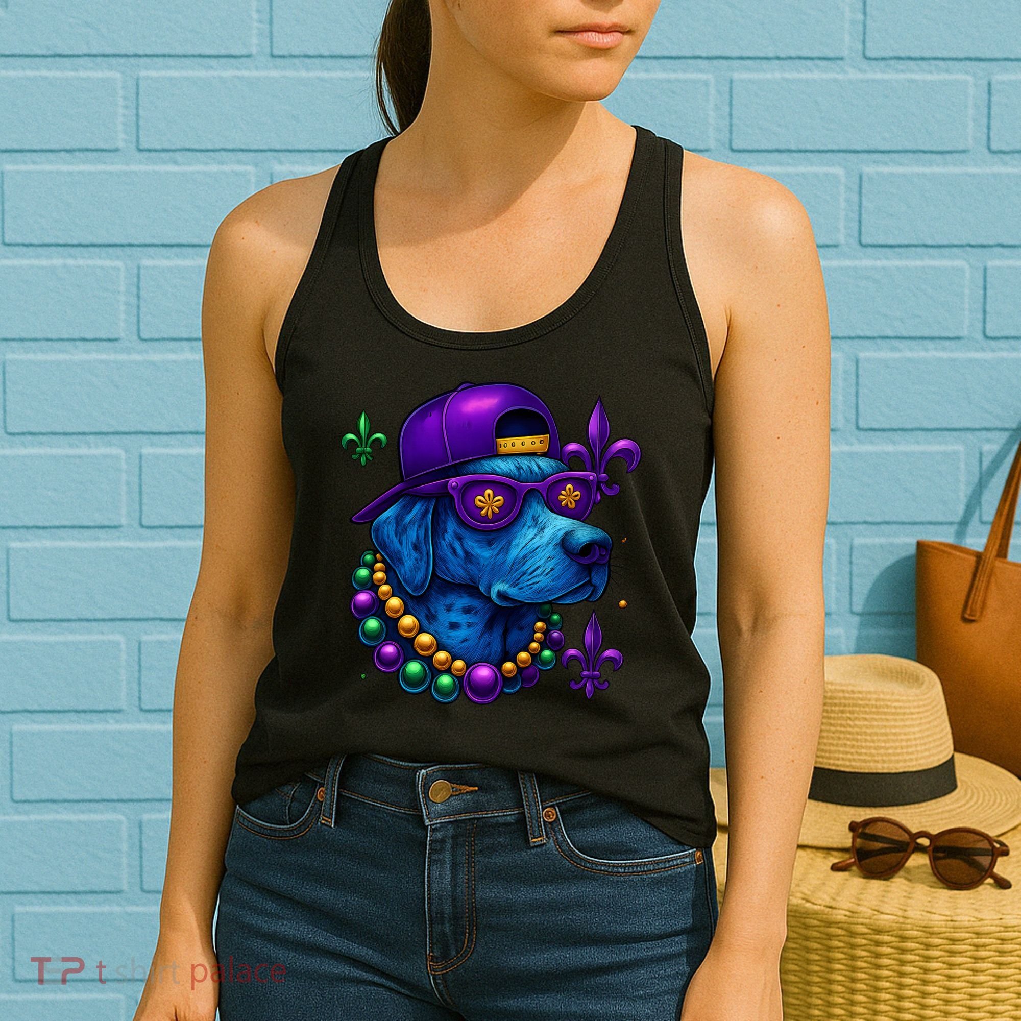 Cool Mardi Gras Purple Spade Dog Women's Tank Top