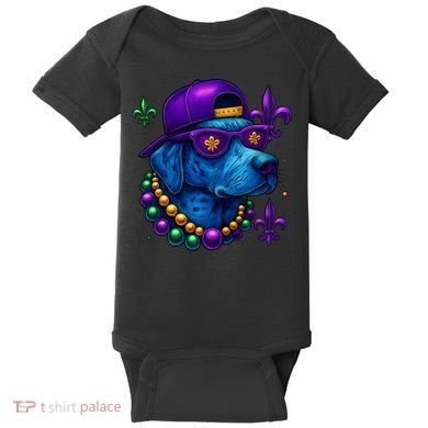 Cool Mardi Gras Purple Spade Dog Baby Bodysuit