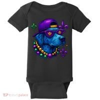Cool Mardi Gras Purple Spade Dog Baby Bodysuit thumb 0