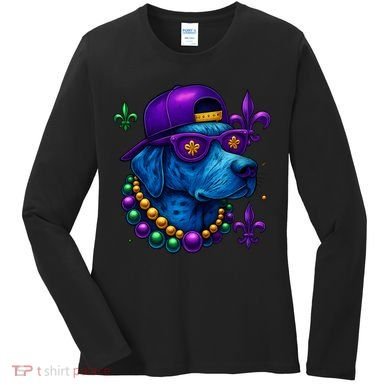 Cool Mardi Gras Purple Spade Dog Women's Long Sleeve Shirt