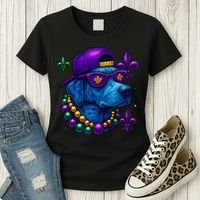 Cool Mardi Gras Purple Spade Dog Women's T-Shirt thumb 3