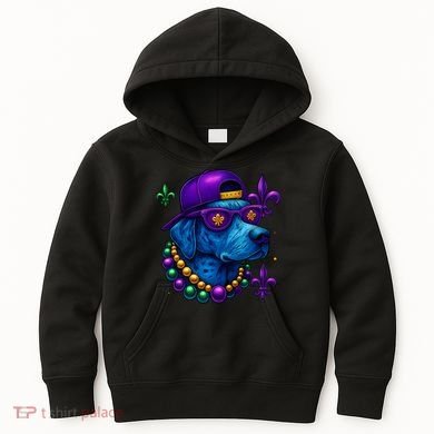 Cool Mardi Gras Purple Spade Dog Kids Hoodie