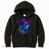 Cool Mardi Gras Purple Spade Dog Kids Hoodie thumb 0