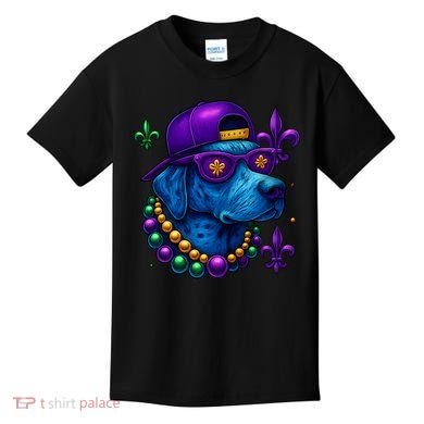 Cool Mardi Gras Purple Spade Dog Kids T-Shirt