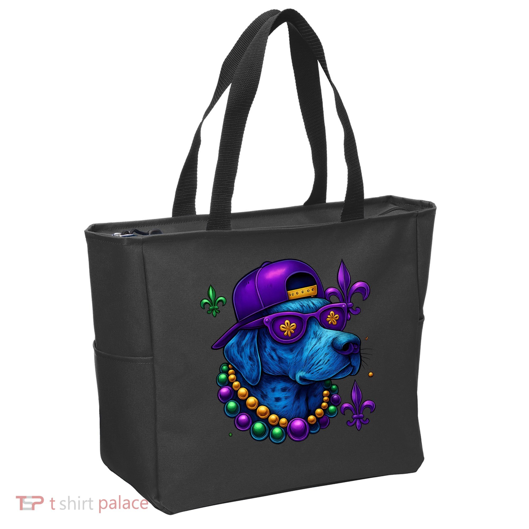 Cool Mardi Gras Purple Spade Dog Tote Bag