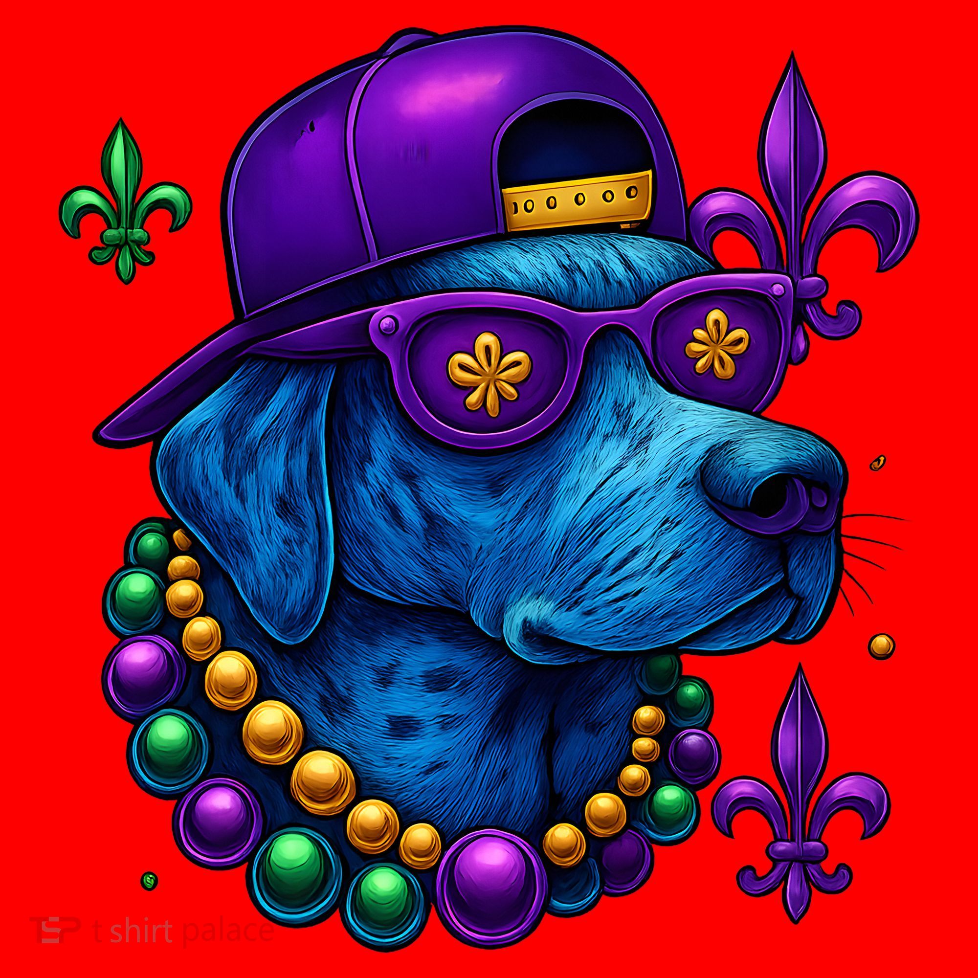 Cool Mardi Gras Purple Spade Dog Santa Hat