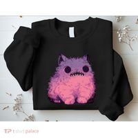 Cat Monster Graphic Kawaii Pastel Goth Anime Aesthetic Goth Sweatshirt thumb 2