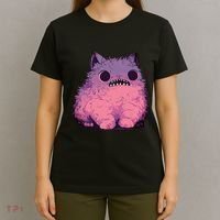Cat Monster Graphic Kawaii Pastel Goth Anime Aesthetic Goth T-Shirt thumb 4