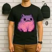 Cat Monster Graphic Kawaii Pastel Goth Anime Aesthetic Goth T-Shirt thumb 6