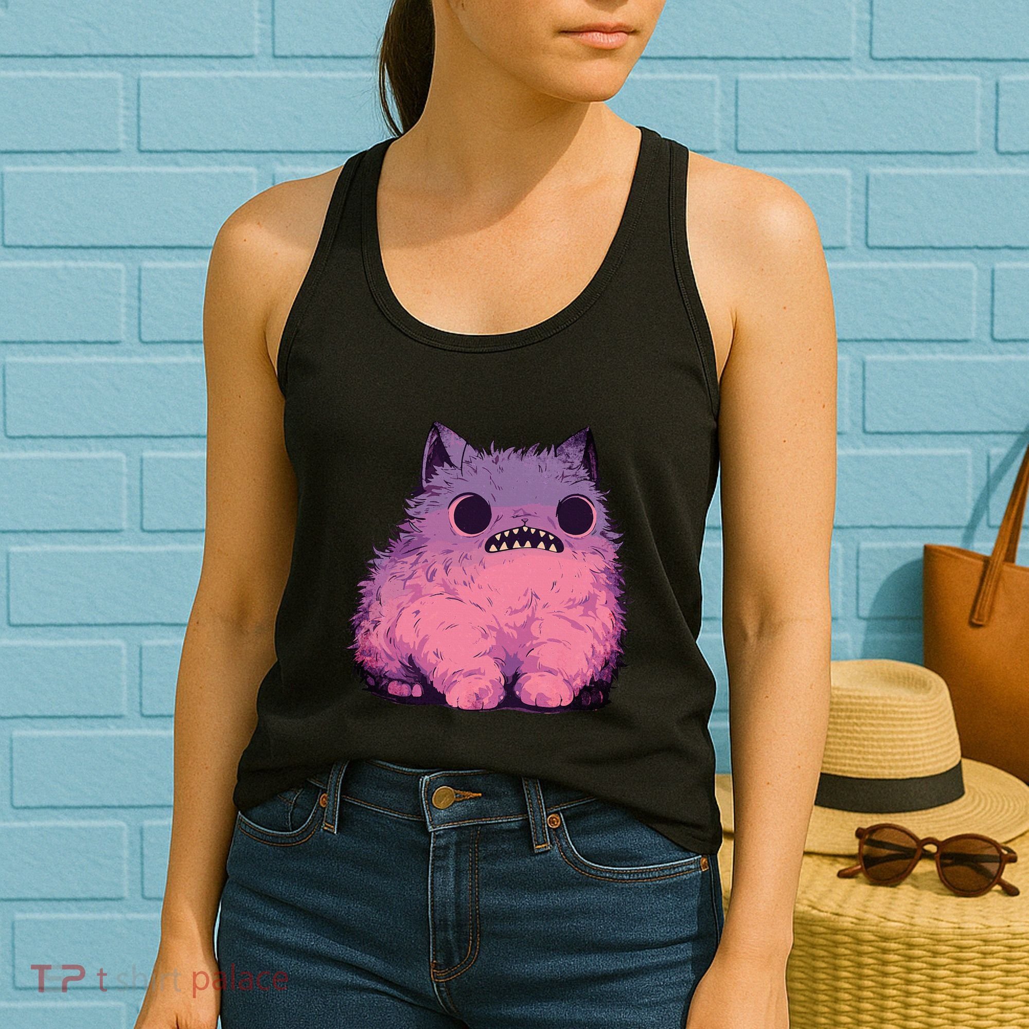 Cat Monster Graphic Kawaii Pastel Goth Anime Aesthetic Goth Women's Tank Top