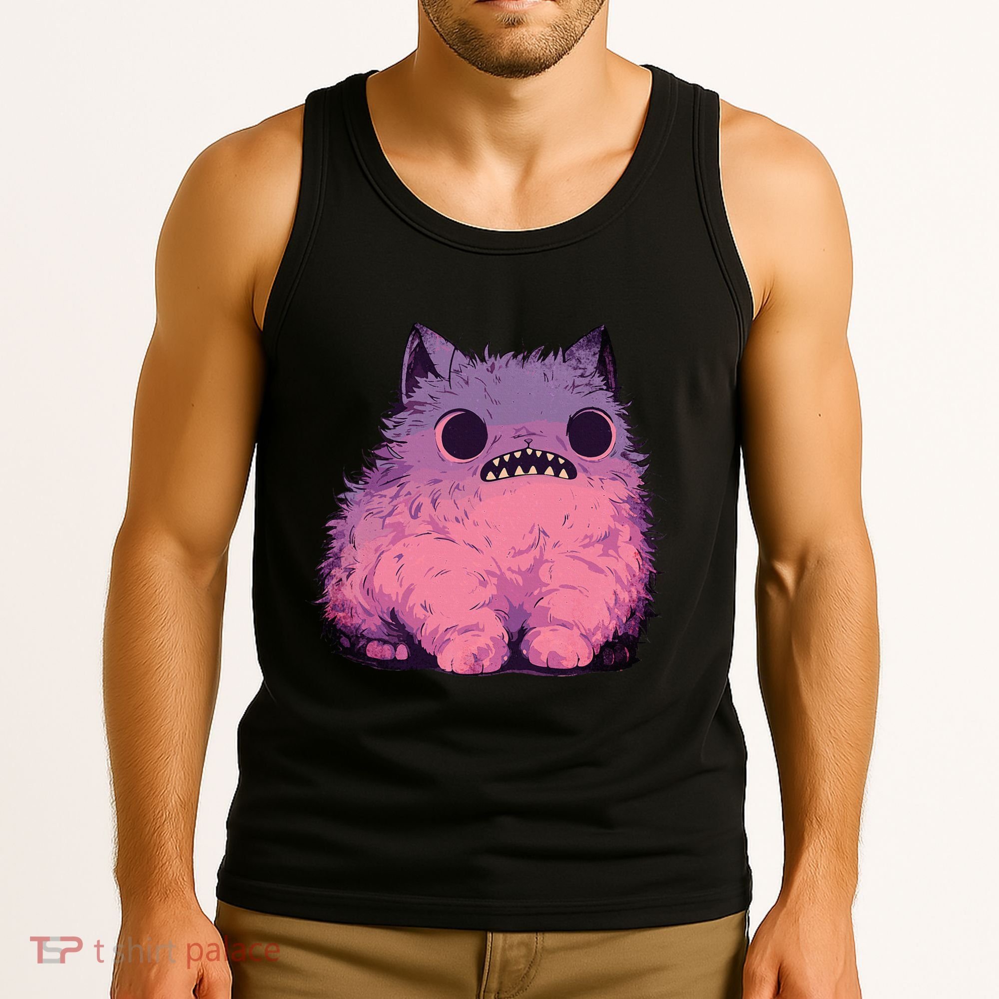 Cat Monster Graphic Kawaii Pastel Goth Anime Aesthetic Goth Tank Top