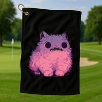 Cat Monster Graphic Kawaii Pastel Goth Anime Aesthetic Goth Golf Towel thumb 1