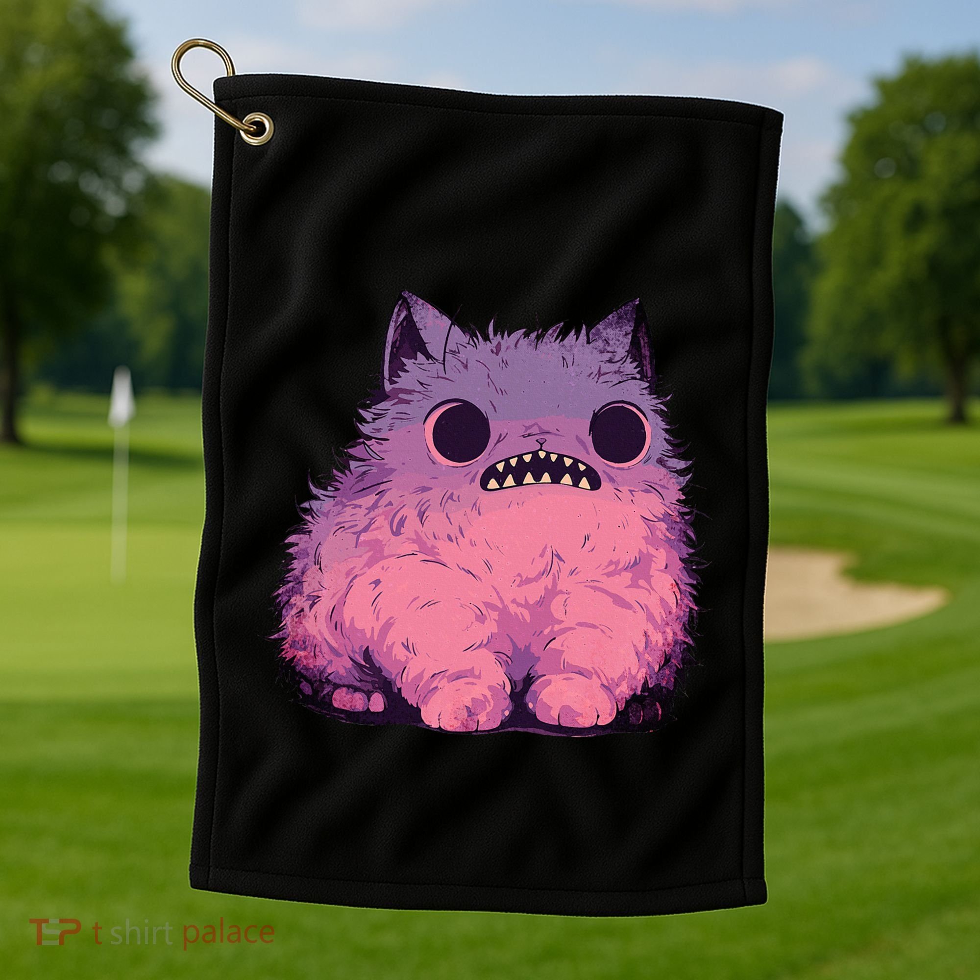 Cat Monster Graphic Kawaii Pastel Goth Anime Aesthetic Goth Golf Towel