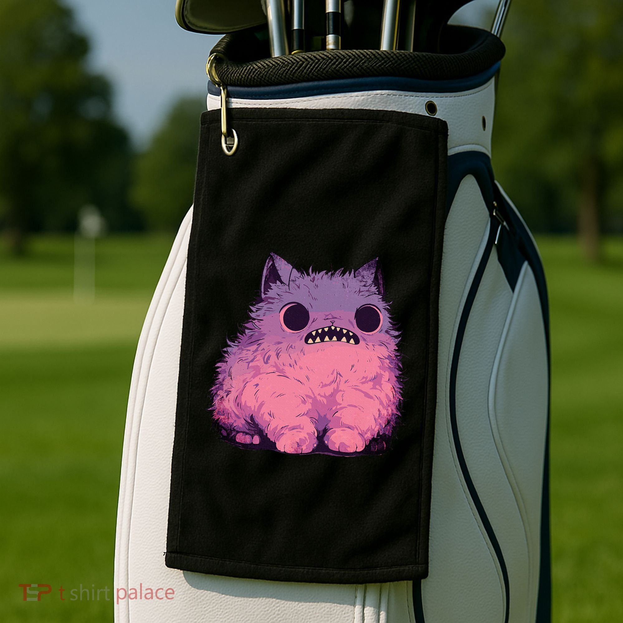 Cat Monster Graphic Kawaii Pastel Goth Anime Aesthetic Goth Golf Towel