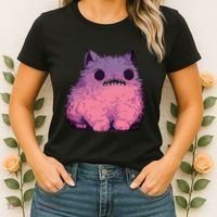 Cat Monster Graphic Kawaii Pastel Goth Anime Aesthetic Goth Women's T-Shirt thumb 2