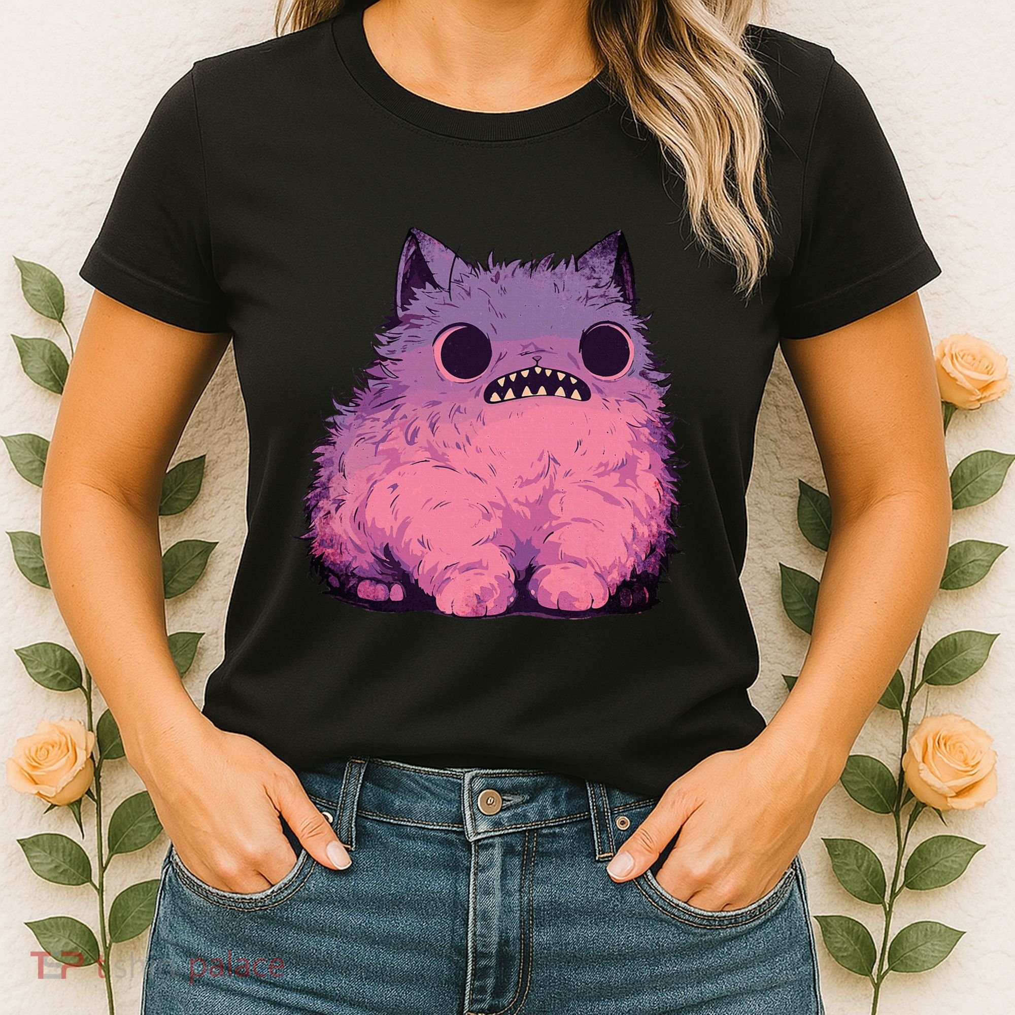 Cat Monster Graphic Kawaii Pastel Goth Anime Aesthetic Goth Women's T-Shirt