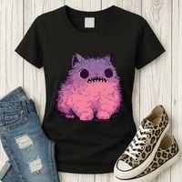 Cat Monster Graphic Kawaii Pastel Goth Anime Aesthetic Goth Women's T-Shirt thumb 3