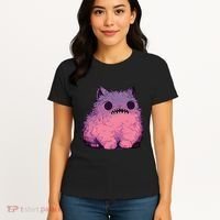Cat Monster Graphic Kawaii Pastel Goth Anime Aesthetic Goth Women's T-Shirt thumb 4
