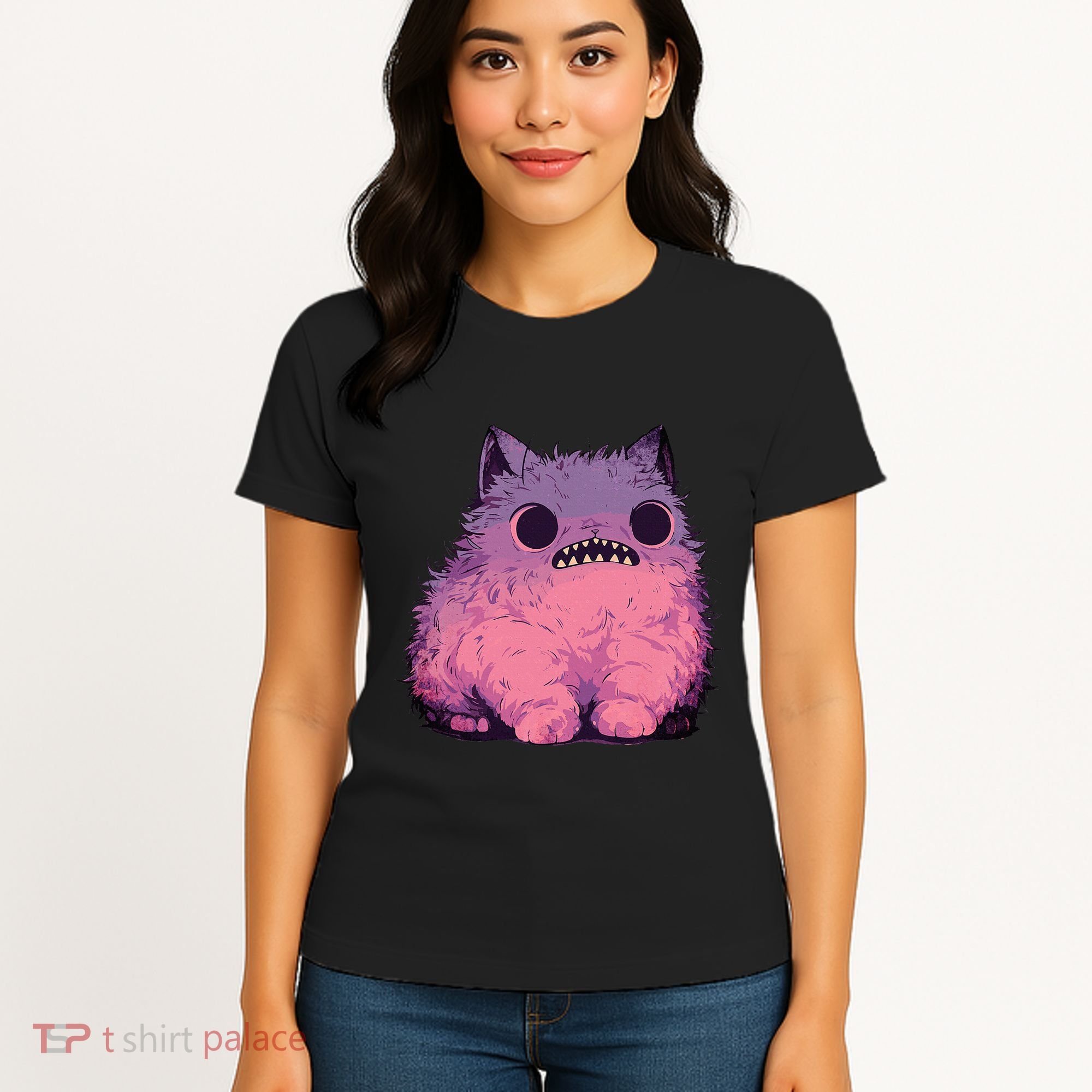Cat Monster Graphic Kawaii Pastel Goth Anime Aesthetic Goth Women's T-Shirt