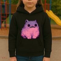 Cat Monster Graphic Kawaii Pastel Goth Anime Aesthetic Goth Kids Hoodie thumb 3