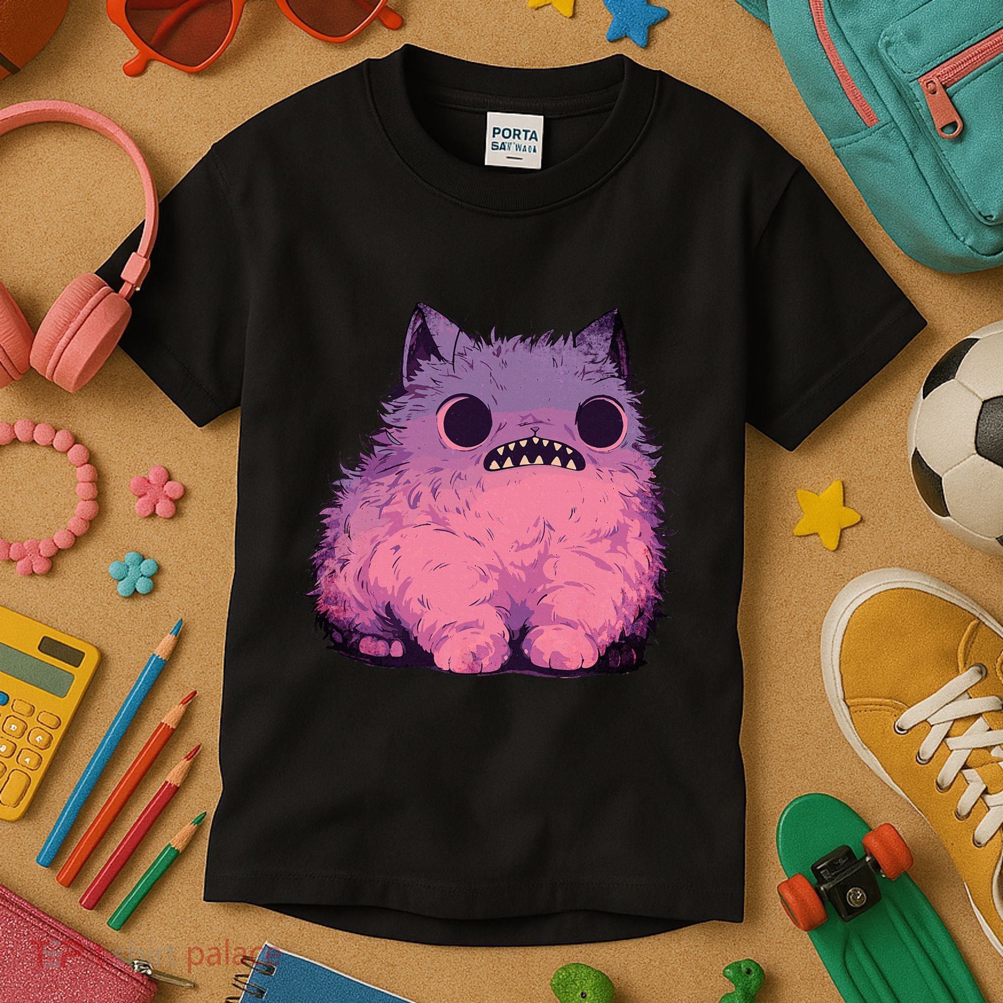 Cat Monster Graphic Kawaii Pastel Goth Anime Aesthetic Goth Kids T-Shirt