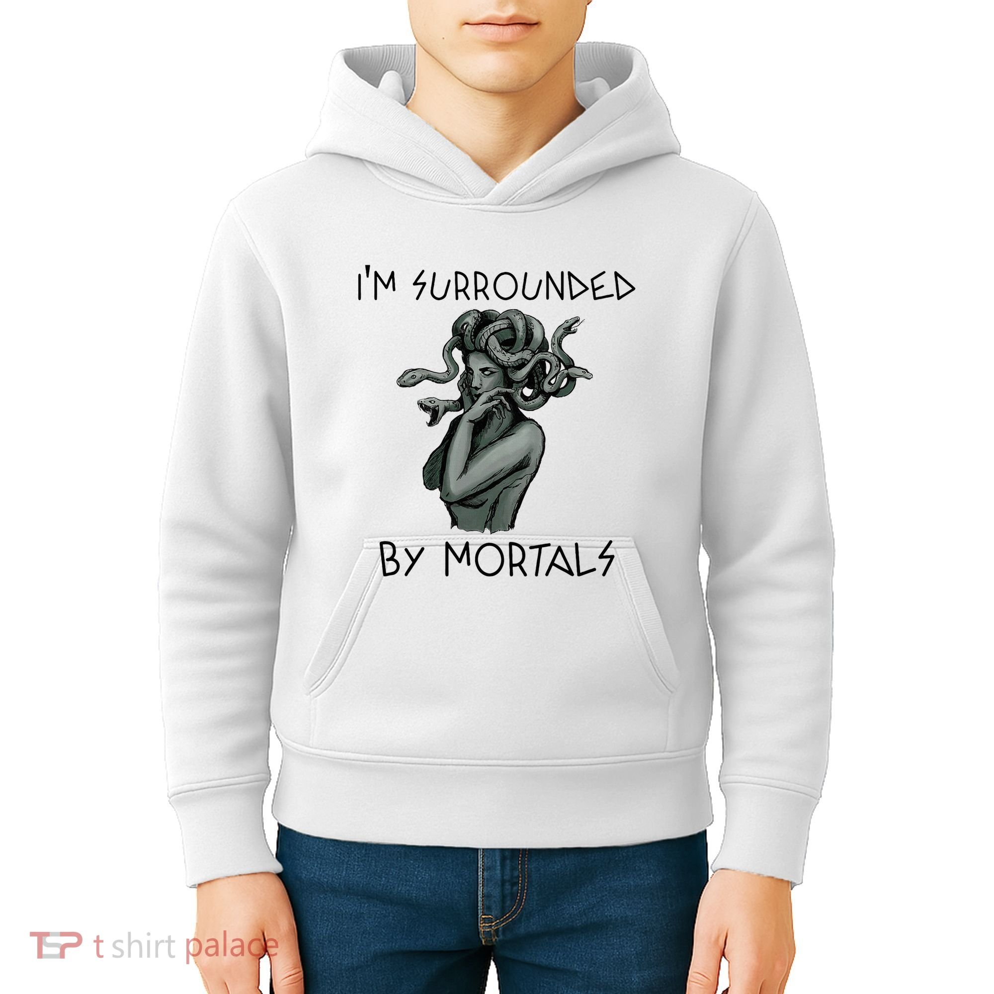 Cool Medusa Greek Mythology IM Surrounded By Mortals Kids Hoodie