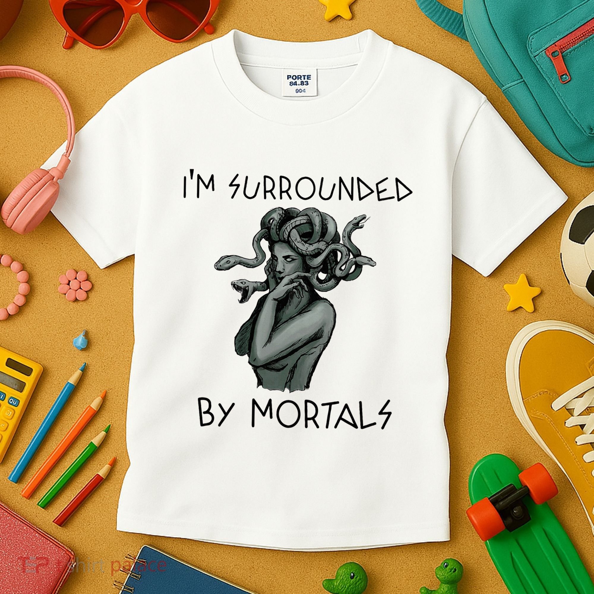 Cool Medusa Greek Mythology IM Surrounded By Mortals Kids T-Shirt