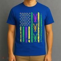Carnival Mardi Gras USA American Flag Crawfish Parade  T-Shirt thumb 3