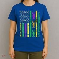 Carnival Mardi Gras USA American Flag Crawfish Parade  T-Shirt thumb 4