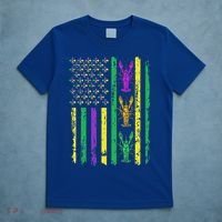 Carnival Mardi Gras USA American Flag Crawfish Parade  T-Shirt thumb 5