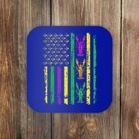 Carnival Mardi Gras USA American Flag Crawfish Parade  Coaster thumb 0