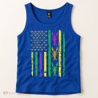Carnival Mardi Gras USA American Flag Crawfish Parade  Tank Top thumb 2