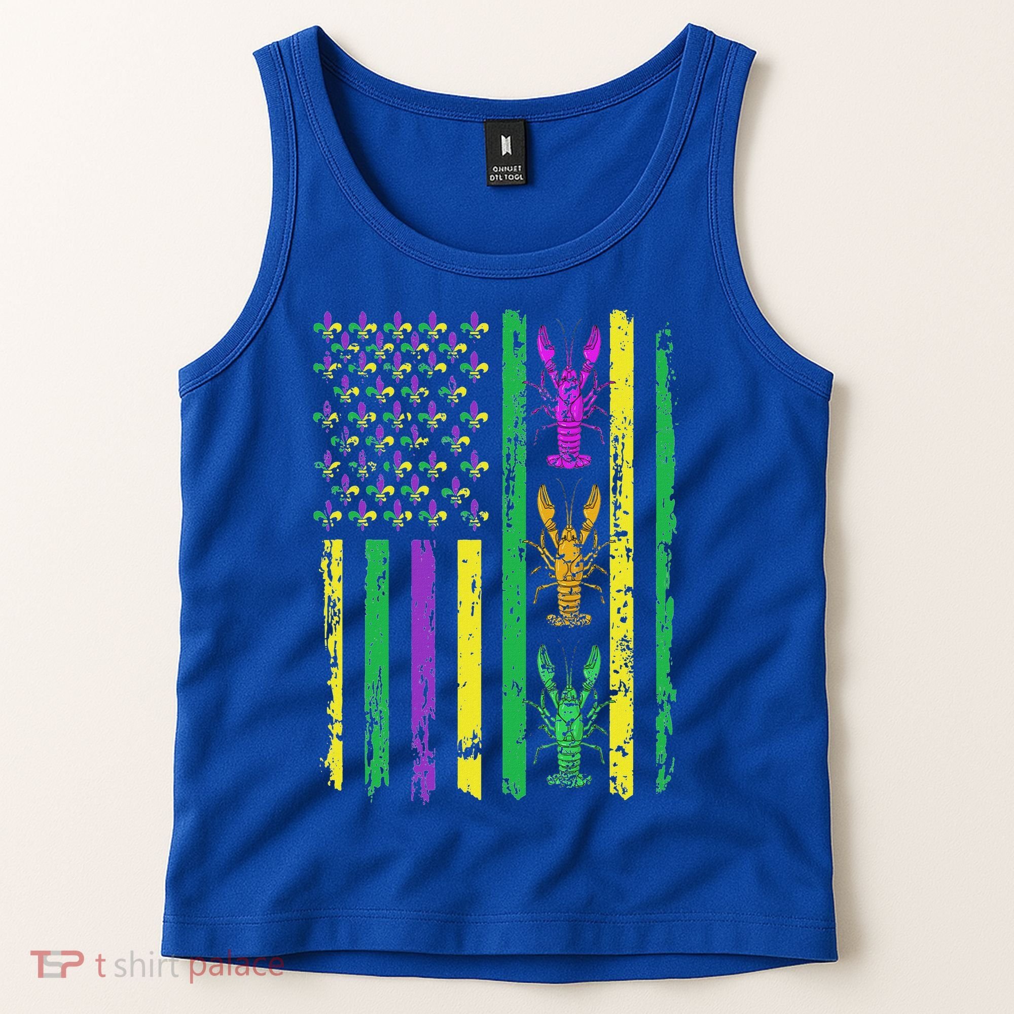 Carnival Mardi Gras USA American Flag Crawfish Parade  Tank Top
