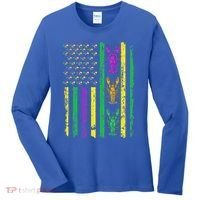 Carnival Mardi Gras USA American Flag Crawfish Parade  Women's Long Sleeve Shirt thumb 0