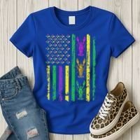 Carnival Mardi Gras USA American Flag Crawfish Parade  Women's T-Shirt thumb 3