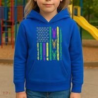 Carnival Mardi Gras USA American Flag Crawfish Parade  Kids Hoodie thumb 3