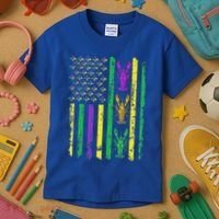 Carnival Mardi Gras USA American Flag Crawfish Parade  Kids T-Shirt thumb 3