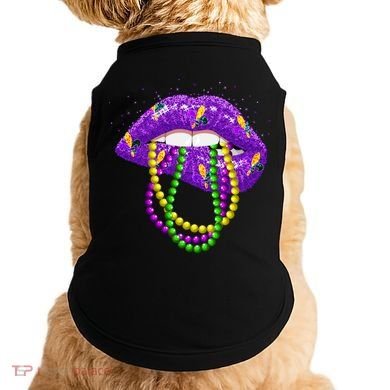 Cool Mardi Gras Glitter Lips Doggie Tank